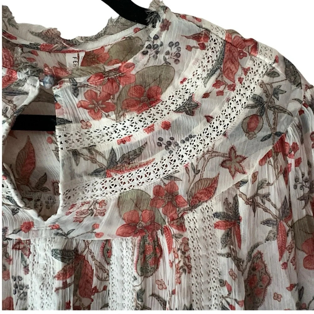 ANTHROPOLOGIE FEATHER & BONE NWOT FLORAL LACE ELENA BLOUSE | SIZE: 2 - Picture 4 of 10